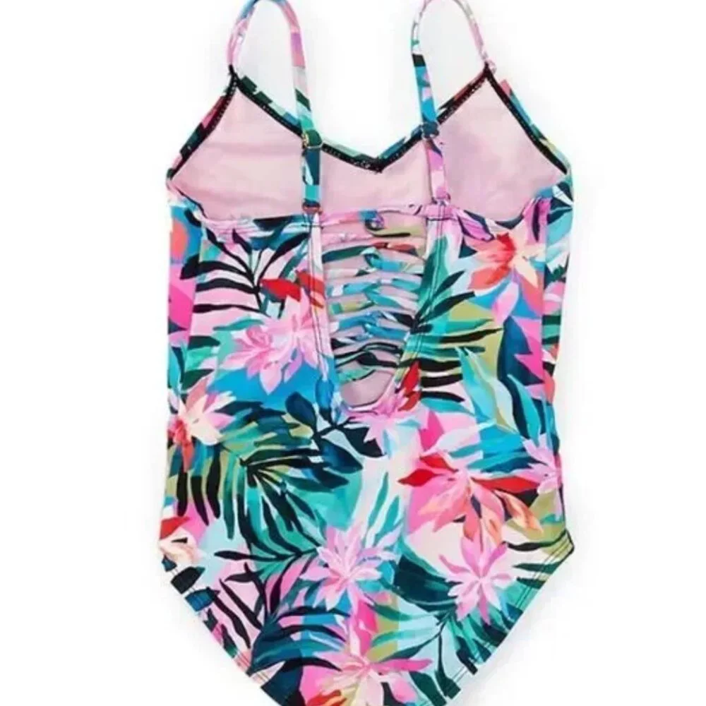 Raisins Raisins Big Girls Tropical Floral Printed One-Piece Swimsuit - Size 14